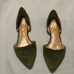 J Crew Green Suede Flats